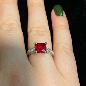 Sterling silver syntactic garnet ring